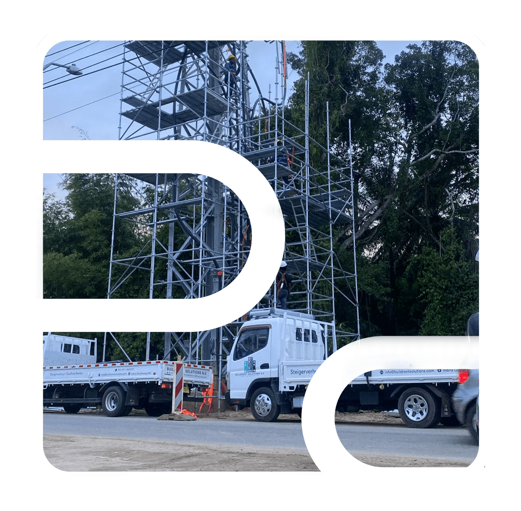 Buildrent Solutions scaffolders at work on a construction site